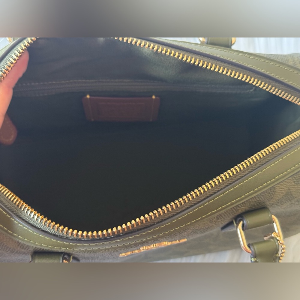 NWT Coach Rowan Satchel Bag In Signature Canvas CV961 Gold/Olive - Picture 9 of 12